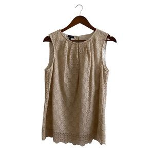 Talbots Women's Gold Beige Crochet
Lace Sleeveless Shirt Top Blouse Sz 14